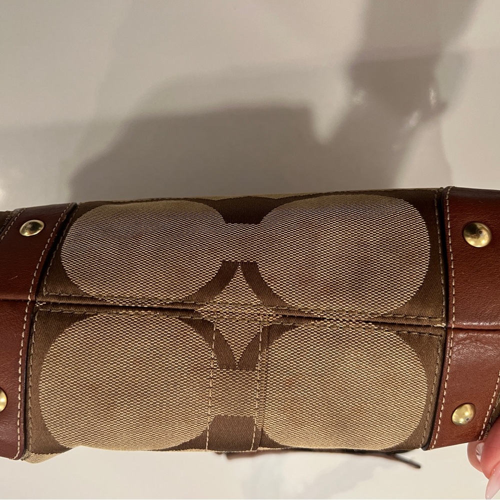 Coach Monogram W Brown Leather Accent Vintage - Picture 5 of 11